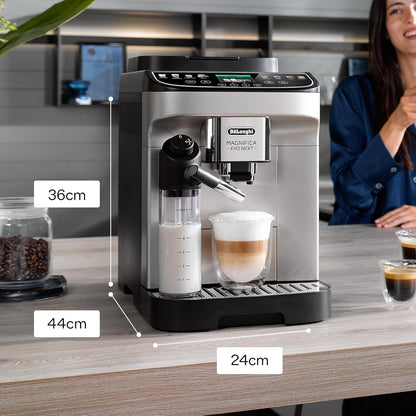 De'Longhi Magnifica Evo Next ECAM310.80.SB, Automatic Coffee Machine With Automatic Milk Frother, Bean To Cup Coffee and Cappuccino Machine with Intuitive Touch Display, Silver/Black